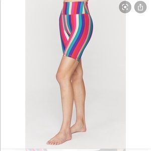 Spiritual Gangster Stripped Biker Shorts NWT med